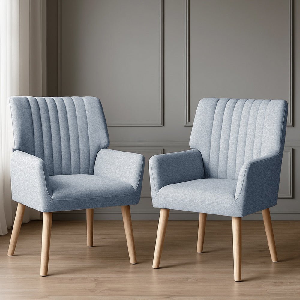 2X Armchair Fabric Blue Grey - Furniture > Bar Stools & Chairs > Arm Chairs & Recliners - Rivercity House & Home Co. (ABN 18 642 972 209) - Affordable Modern Furniture Australia