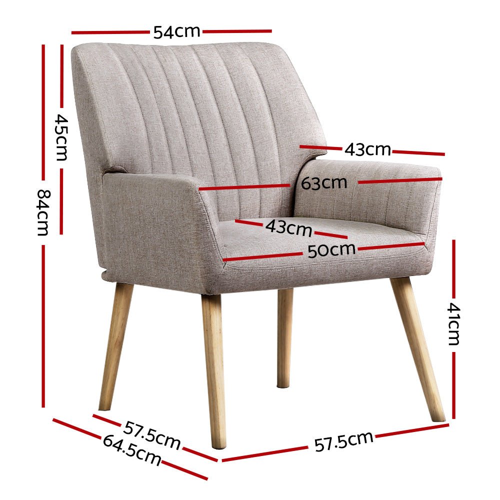 2X Armchair Faux Fabric Beige - Furniture > Bar Stools & Chairs > Arm Chairs & Recliners - Rivercity House & Home Co. (ABN 18 642 972 209) - Affordable Modern Furniture Australia