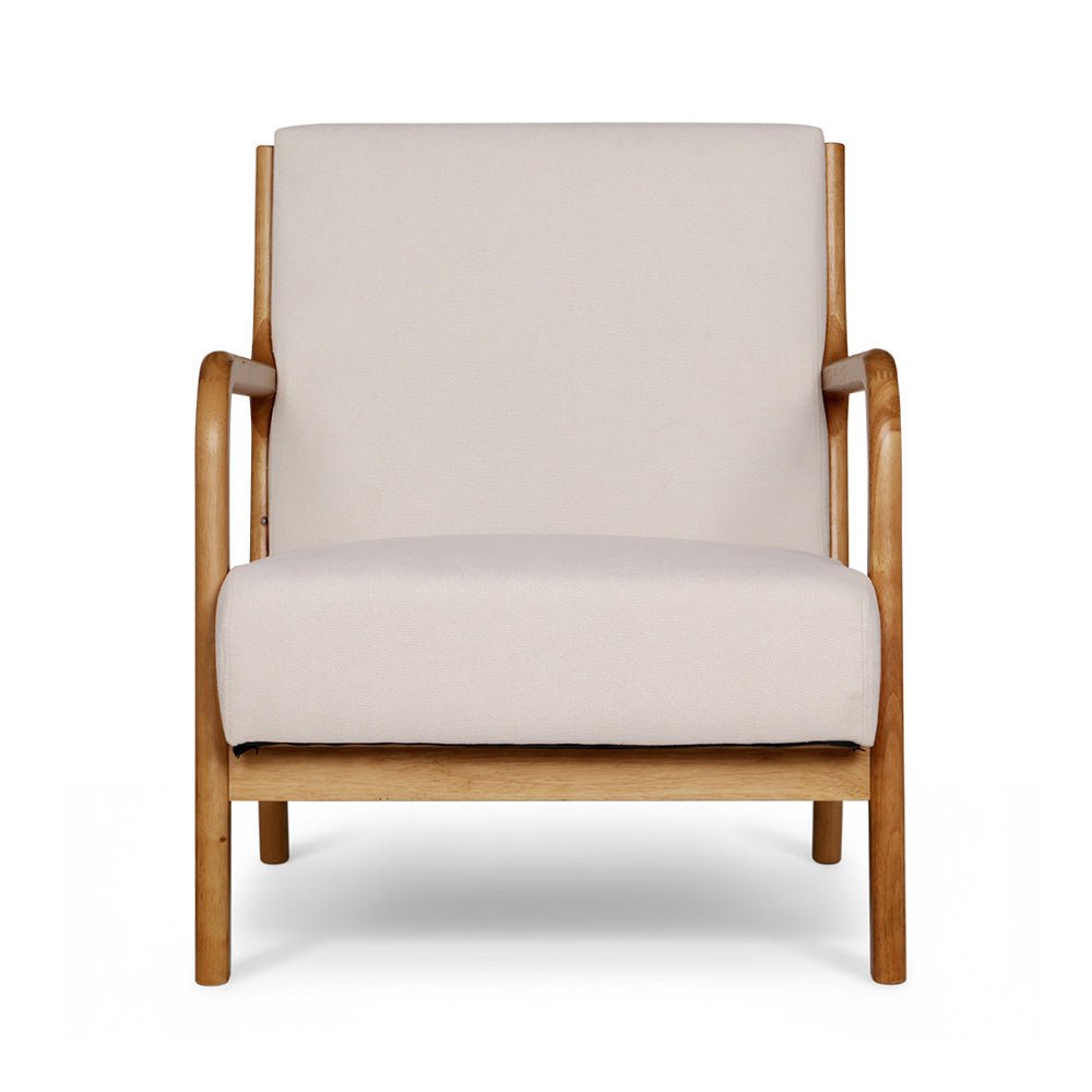 2X Armchair Faux Fabric Beige - Furniture > Bar Stools & Chairs > Arm Chairs & Recliners - Rivercity House & Home Co. (ABN 18 642 972 209) - Affordable Modern Furniture Australia