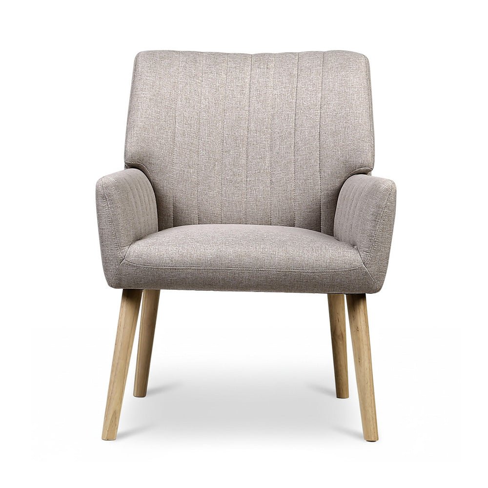 2X Armchair Faux Fabric Beige - Furniture > Bar Stools & Chairs > Arm Chairs & Recliners - Rivercity House & Home Co. (ABN 18 642 972 209) - Affordable Modern Furniture Australia