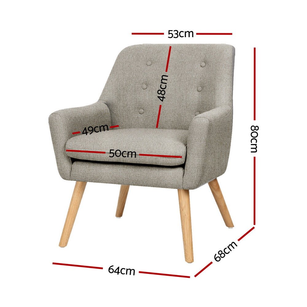2X Armchair Lounge Chair Accent Tub Chair Beige ANNE - Furniture > Bar Stools & Chairs > Arm Chairs & Recliners - Rivercity House & Home Co. (ABN 18 642 972 209) - Affordable Modern Furniture Australia