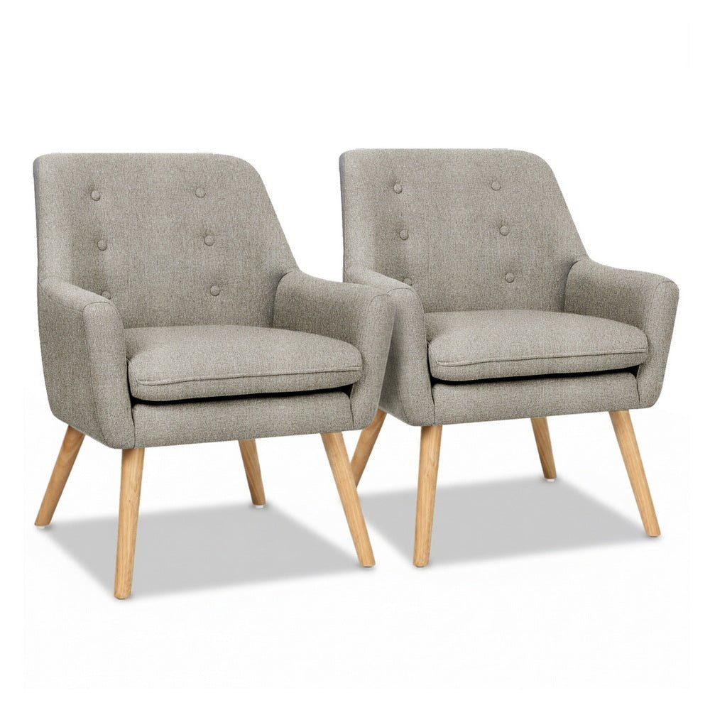 2X Armchair Lounge Chair Accent Tub Chair Beige ANNE - Furniture > Bar Stools & Chairs > Arm Chairs & Recliners - Rivercity House & Home Co. (ABN 18 642 972 209) - Affordable Modern Furniture Australia