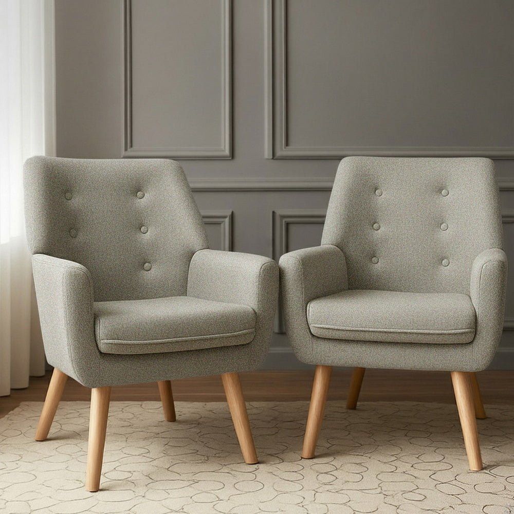 2X Armchair Lounge Chair Accent Tub Chair Beige ANNE - Furniture > Bar Stools & Chairs > Arm Chairs & Recliners - Rivercity House & Home Co. (ABN 18 642 972 209) - Affordable Modern Furniture Australia