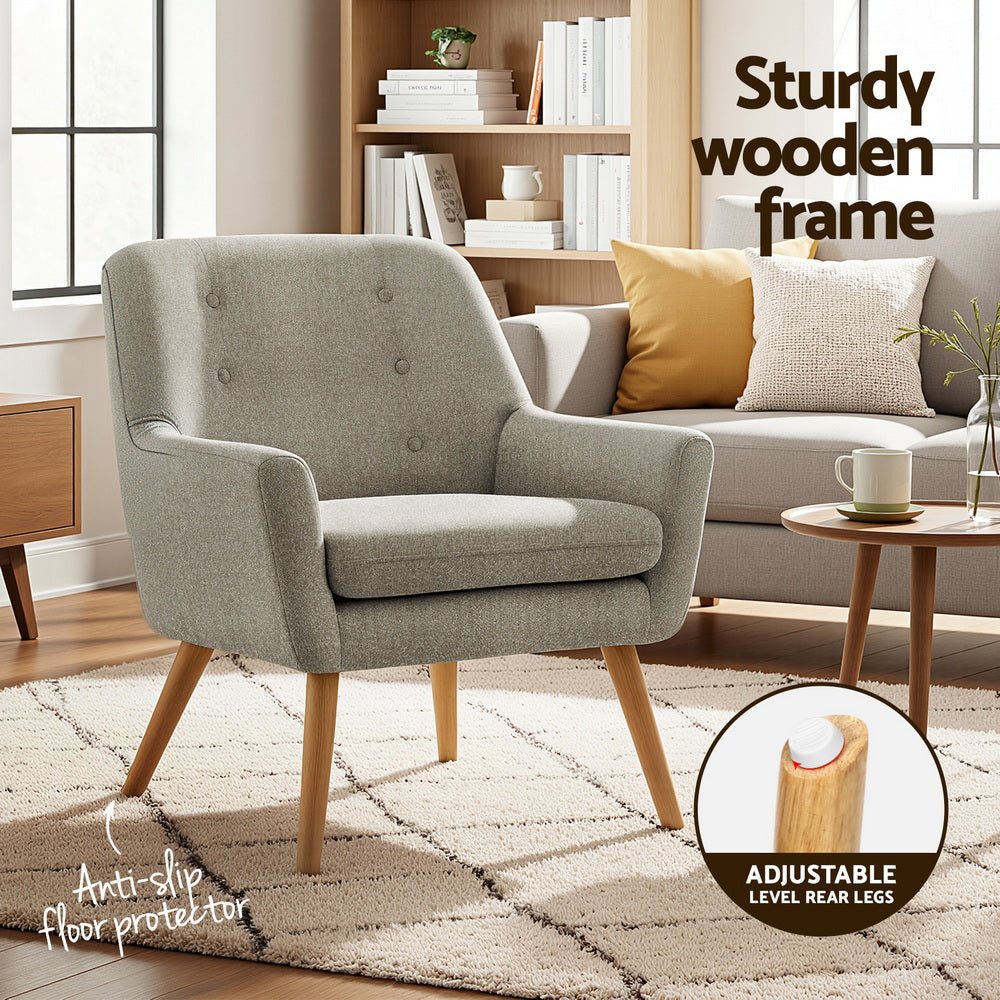 2X Armchair Lounge Chair Accent Tub Chair Beige ANNE - Furniture > Bar Stools & Chairs > Arm Chairs & Recliners - Rivercity House & Home Co. (ABN 18 642 972 209) - Affordable Modern Furniture Australia