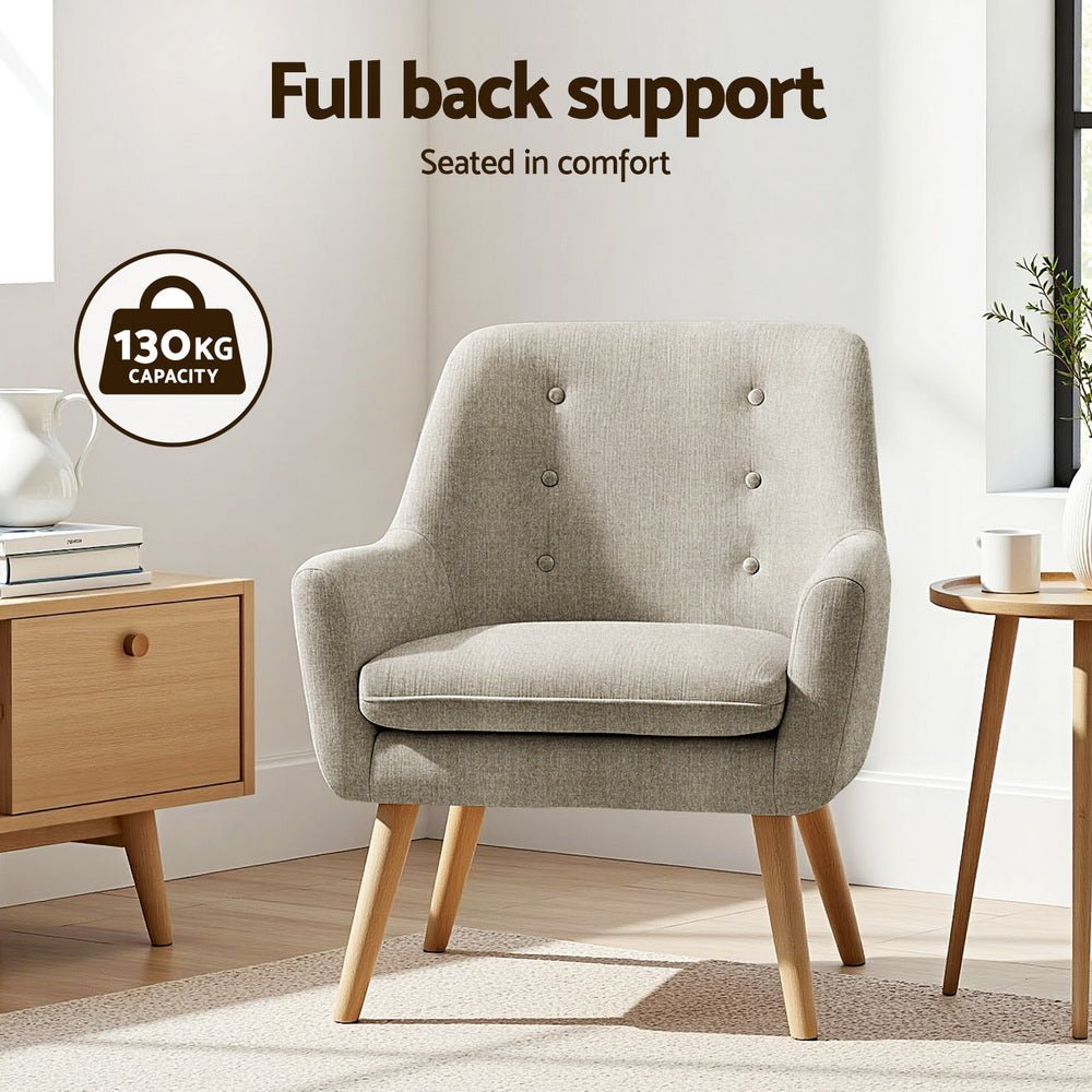 2X Armchair Lounge Chair Accent Tub Chair Beige ANNE - Furniture > Bar Stools & Chairs > Arm Chairs & Recliners - Rivercity House & Home Co. (ABN 18 642 972 209) - Affordable Modern Furniture Australia