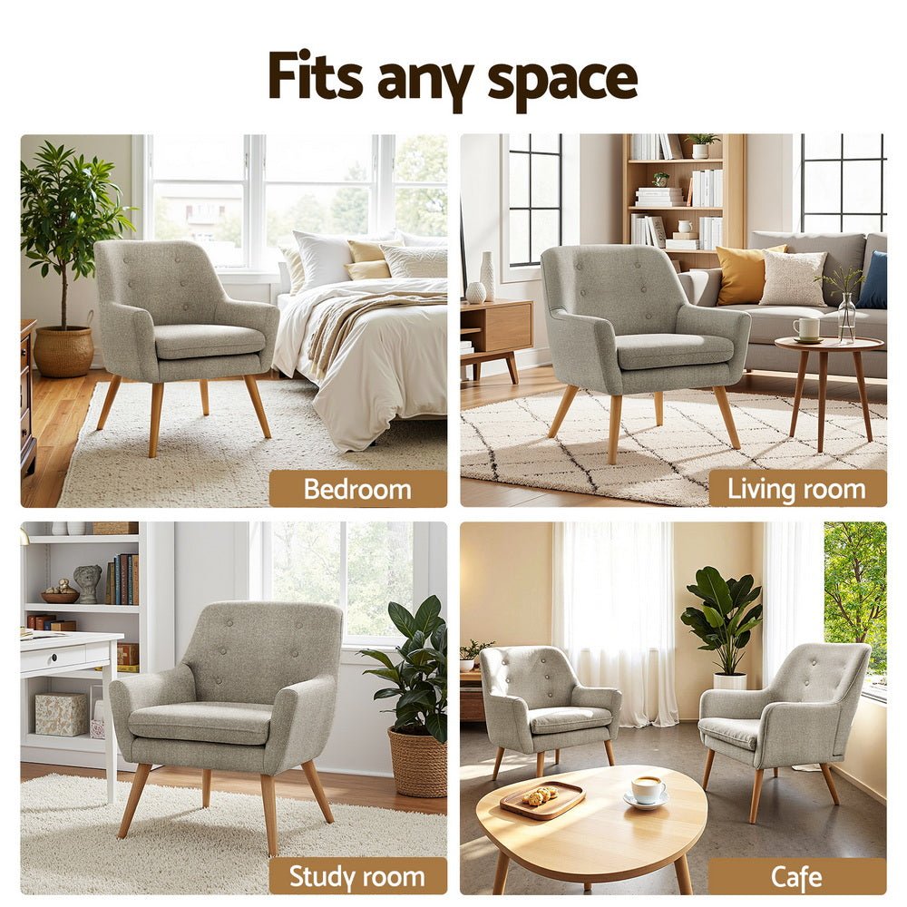 2X Armchair Lounge Chair Accent Tub Chair Beige ANNE - Furniture > Bar Stools & Chairs > Arm Chairs & Recliners - Rivercity House & Home Co. (ABN 18 642 972 209) - Affordable Modern Furniture Australia