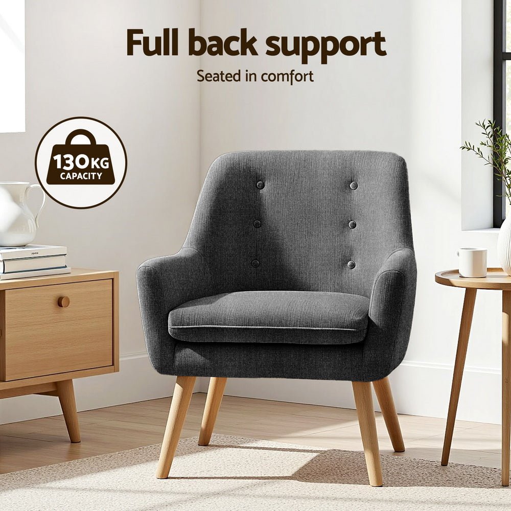 2X Armchair Lounge Chair Accent Tub Chair Charcoal ANNE - Furniture > Bar Stools & Chairs > Arm Chairs & Recliners - Rivercity House & Home Co. (ABN 18 642 972 209) - Affordable Modern Furniture Australia
