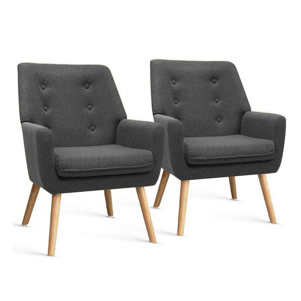 2X Armchair Lounge Chair Accent Tub Chair Charcoal ANNE - Furniture > Bar Stools & Chairs > Arm Chairs & Recliners - Rivercity House & Home Co. (ABN 18 642 972 209) - Affordable Modern Furniture Australia