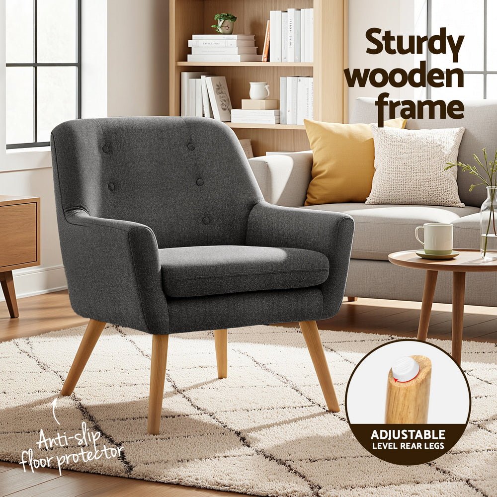 2X Armchair Lounge Chair Accent Tub Chair Charcoal ANNE - Furniture > Bar Stools & Chairs > Arm Chairs & Recliners - Rivercity House & Home Co. (ABN 18 642 972 209) - Affordable Modern Furniture Australia