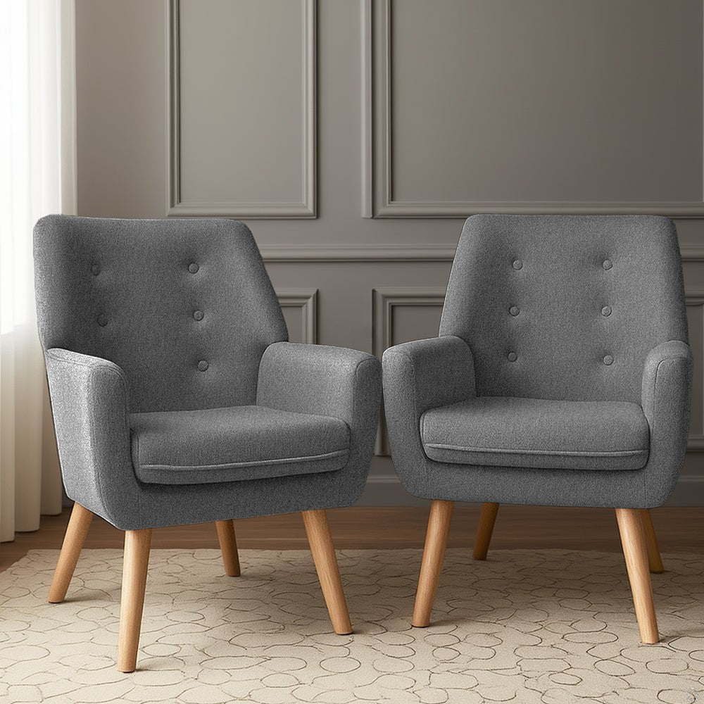 2X Armchair Lounge Chair Accent Tub Chair Grey ANNE - Furniture > Bar Stools & Chairs > Arm Chairs & Recliners - Rivercity House & Home Co. (ABN 18 642 972 209) - Affordable Modern Furniture Australia