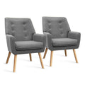 Anne Armchair Lounge Accent Tub Chair with Tufted Backrest - Grey (2 Pack)