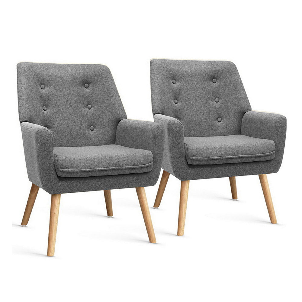 2X Armchair Lounge Chair Accent Tub Chair Grey ANNE - Furniture > Bar Stools & Chairs > Arm Chairs & Recliners - Rivercity House & Home Co. (ABN 18 642 972 209) - Affordable Modern Furniture Australia