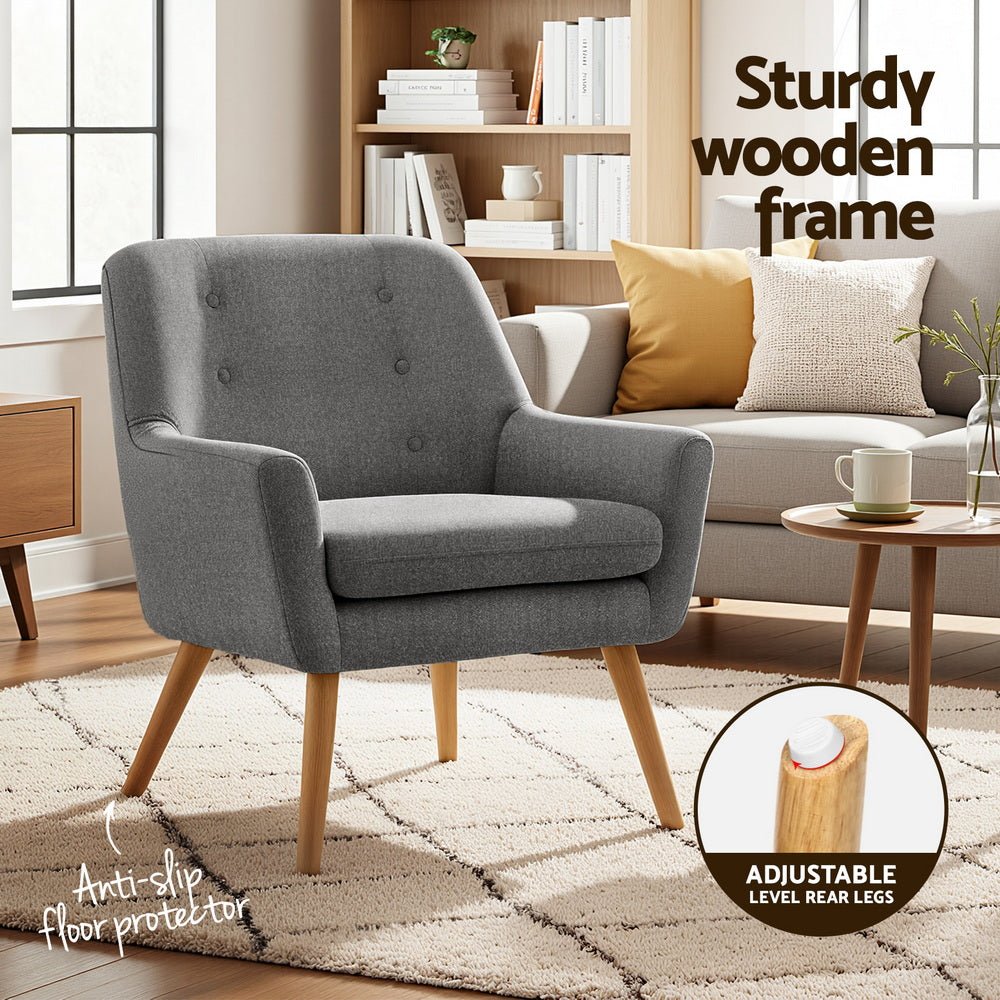 2X Armchair Lounge Chair Accent Tub Chair Grey ANNE - Furniture > Bar Stools & Chairs > Arm Chairs & Recliners - Rivercity House & Home Co. (ABN 18 642 972 209) - Affordable Modern Furniture Australia