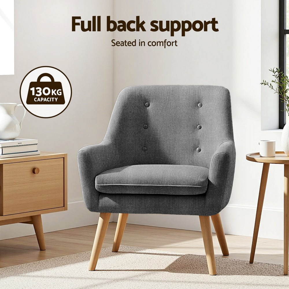 2X Armchair Lounge Chair Accent Tub Chair Grey ANNE - Furniture > Bar Stools & Chairs > Arm Chairs & Recliners - Rivercity House & Home Co. (ABN 18 642 972 209) - Affordable Modern Furniture Australia