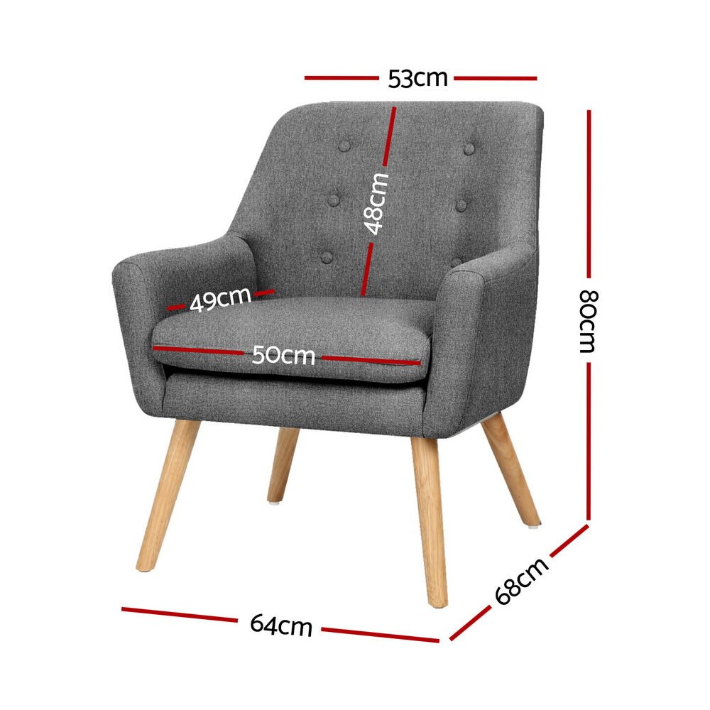 2X Armchair Lounge Chair Accent Tub Chair Grey ANNE - Furniture > Bar Stools & Chairs > Arm Chairs & Recliners - Rivercity House & Home Co. (ABN 18 642 972 209) - Affordable Modern Furniture Australia