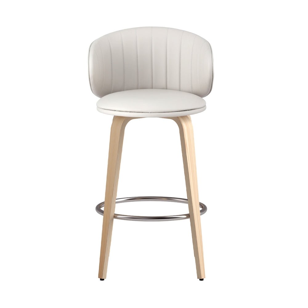 2x Bar Stools Dining Chairs Contoured Leather Wood Stool - Furniture > Bar Stools & Chairs > Table & Bar Stools - Rivercity House & Home Co. (ABN 18 642 972 209) - Affordable Modern Furniture Australia