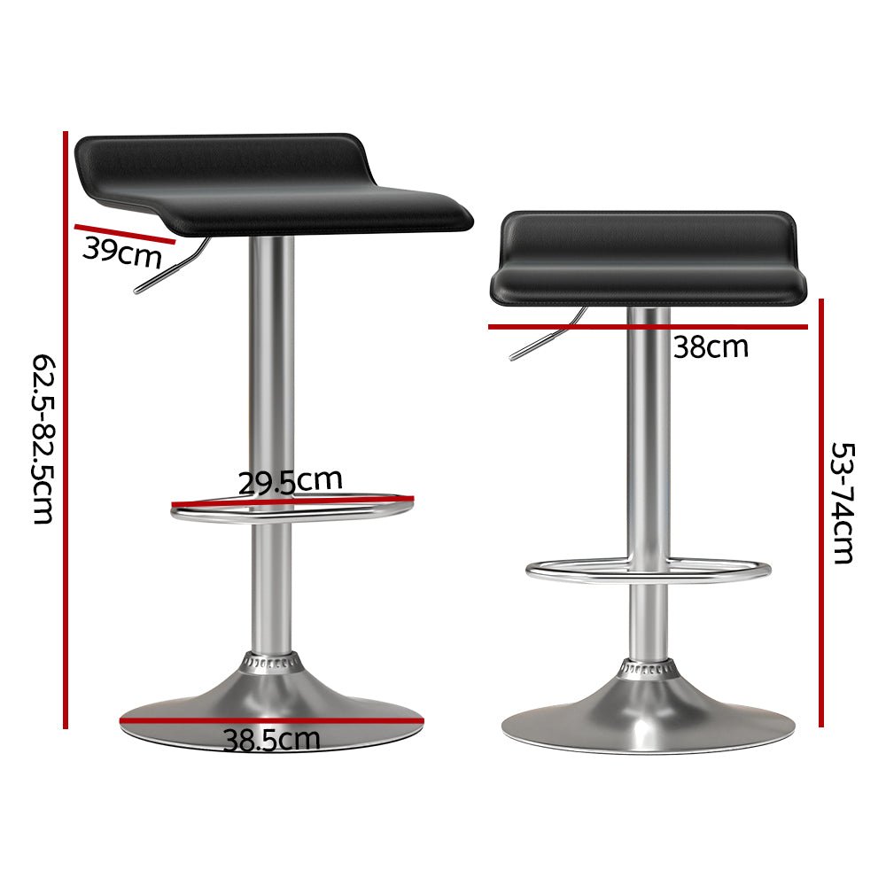 2x Bar Stools Faux Leather Chair Black - Furniture > Bar Stools & Chairs > Table & Bar Stools - Rivercity House & Home Co. (ABN 18 642 972 209) - Affordable Modern Furniture Australia
