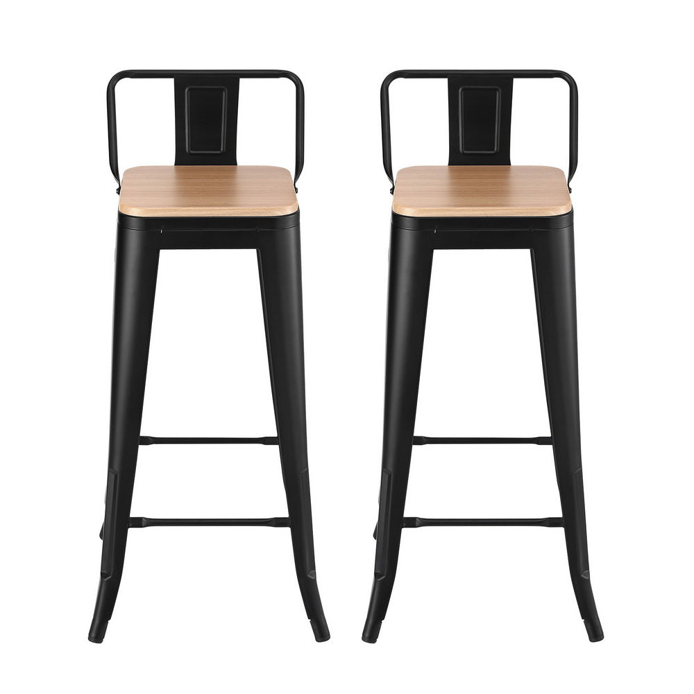 2x Bar Stools Kitchen Counter High Chair Dining Stackable Metal Black - Furniture > Bar Stools & Chairs > Table & Bar Stools - Rivercity House & Home Co. (ABN 18 642 972 209) - Affordable Modern Furniture Australia