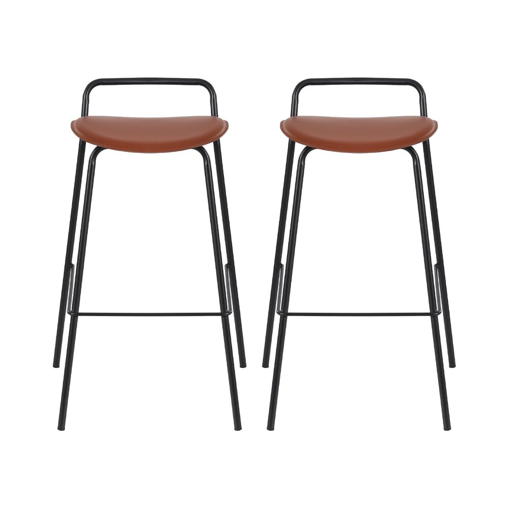 2x Bar Stools Kitchen Counter Stools Metal Brown - Furniture > Bar Stools & Chairs > Table & Bar Stools - Rivercity House & Home Co. (ABN 18 642 972 209) - Affordable Modern Furniture Australia