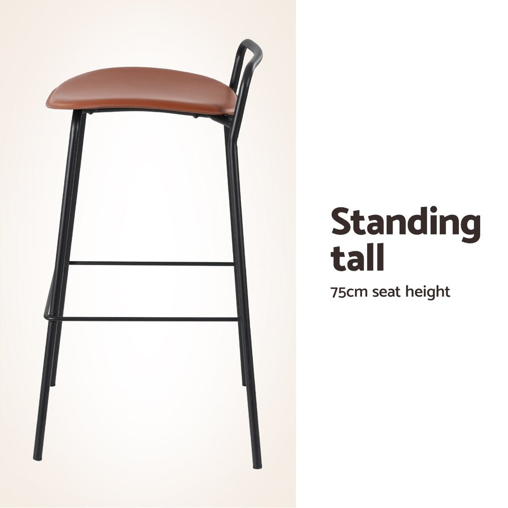 2x Bar Stools Kitchen Counter Stools Metal Brown - Furniture > Bar Stools & Chairs > Table & Bar Stools - Rivercity House & Home Co. (ABN 18 642 972 209) - Affordable Modern Furniture Australia