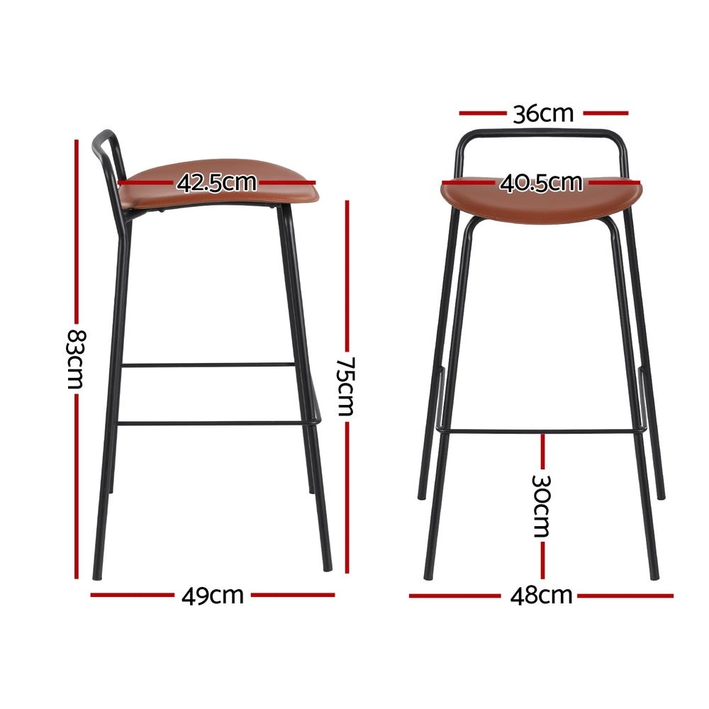 2x Bar Stools Kitchen Counter Stools Metal Brown - Furniture > Bar Stools & Chairs > Table & Bar Stools - Rivercity House & Home Co. (ABN 18 642 972 209) - Affordable Modern Furniture Australia