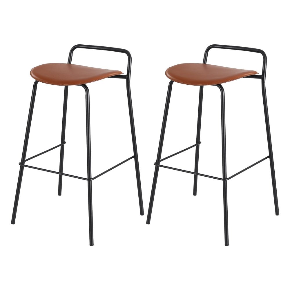 2x Bar Stools Kitchen Counter Stools Metal Brown - Furniture > Bar Stools & Chairs > Table & Bar Stools - Rivercity House & Home Co. (ABN 18 642 972 209) - Affordable Modern Furniture Australia