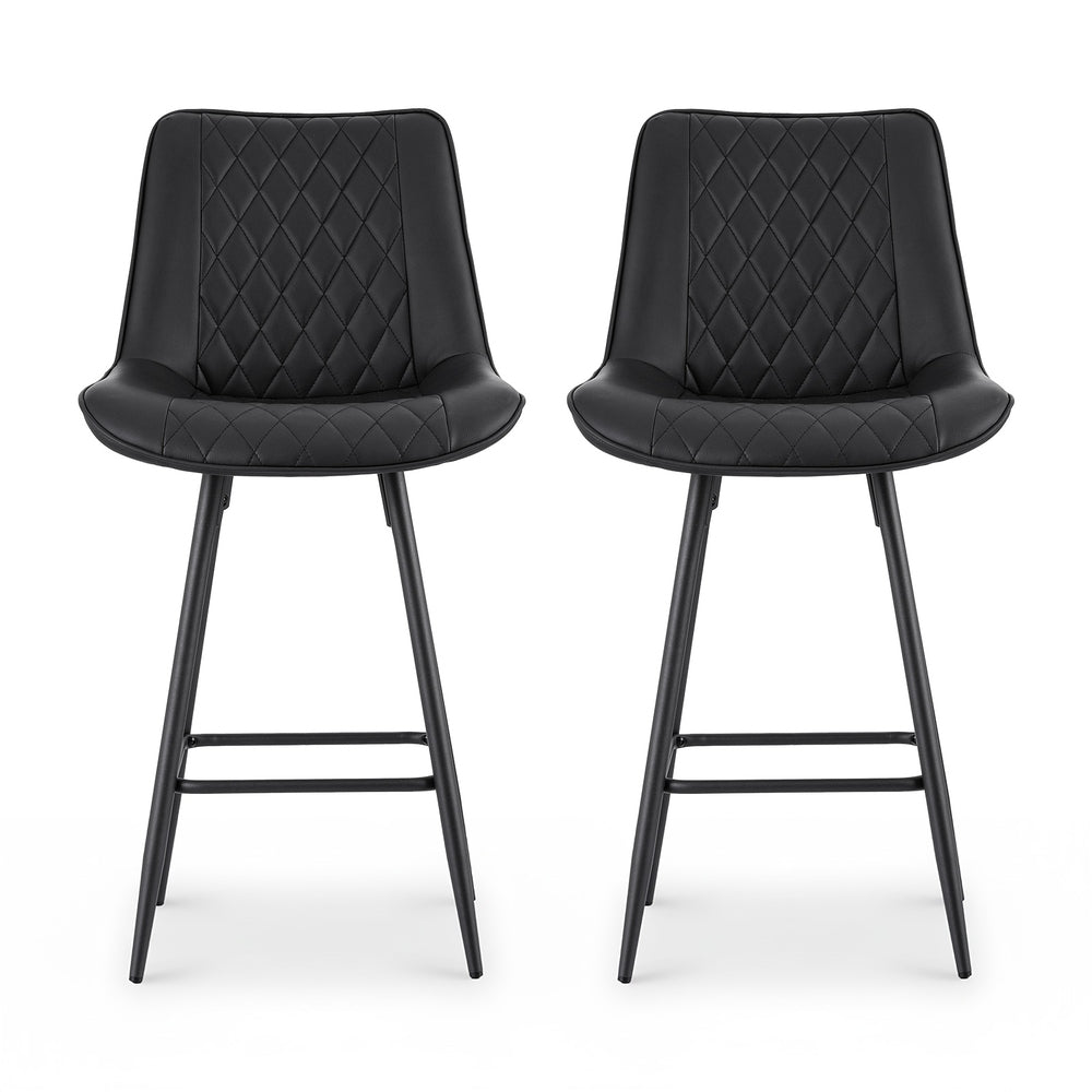 2x Bar Stools Kitchen Dining Chair Counter Stool Diamond PU Leather Black - Furniture > Bar Stools & Chairs > Table & Bar Stools - Rivercity House & Home Co. (ABN 18 642 972 209) - Affordable Modern Furniture Australia