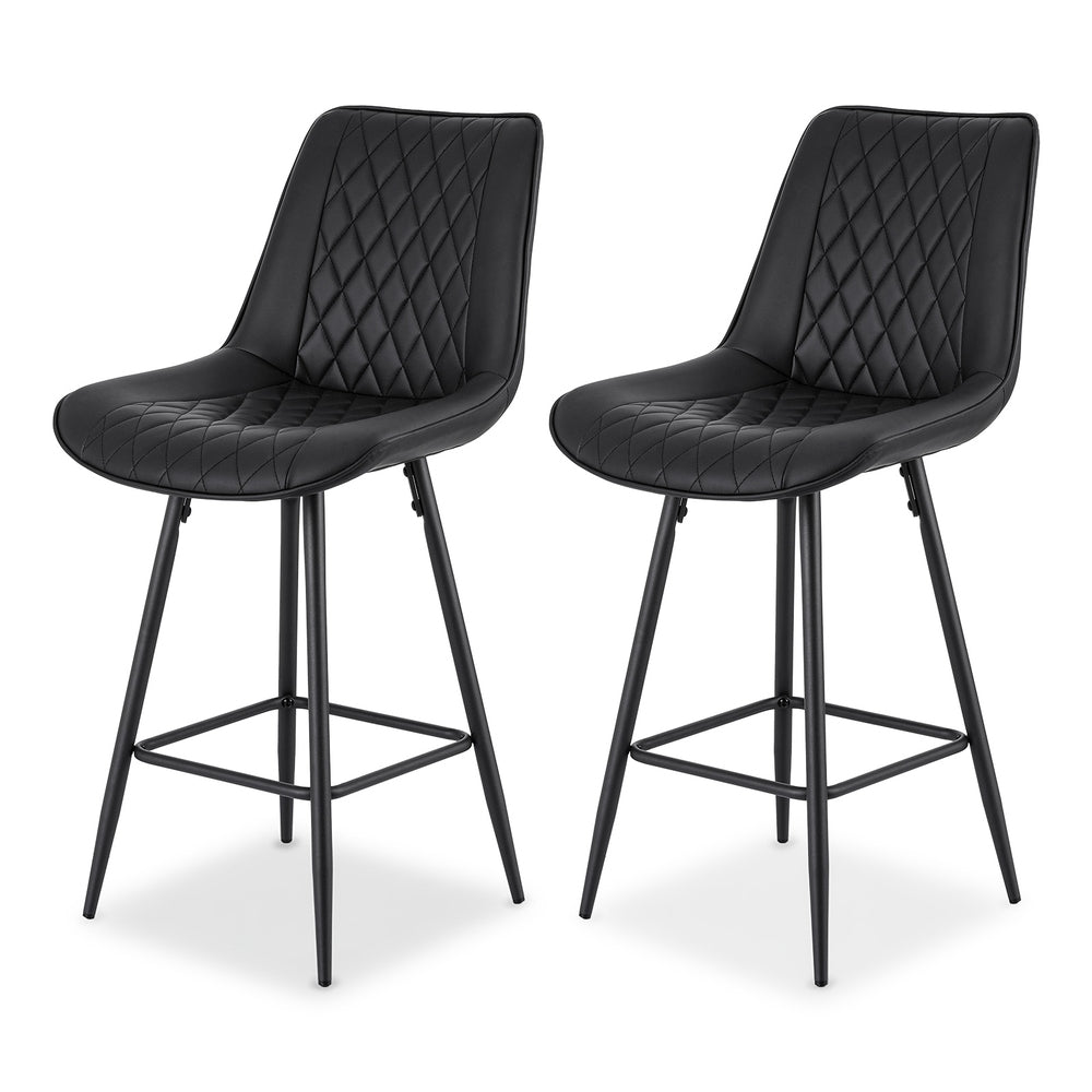 2x Bar Stools Kitchen Dining Chair Counter Stool Diamond PU Leather Black - Furniture > Bar Stools & Chairs > Table & Bar Stools - Rivercity House & Home Co. (ABN 18 642 972 209) - Affordable Modern Furniture Australia