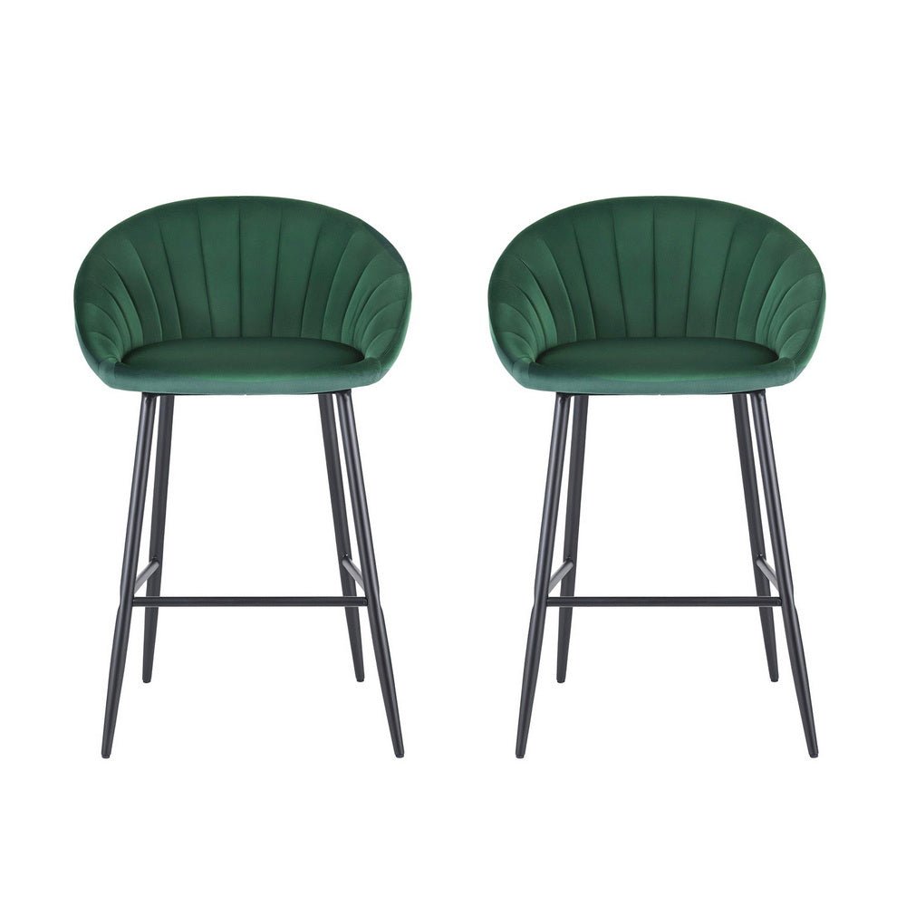 2x Bar Stools Kitchen Dining Chair Counter Stool Tub Velvet Metal Green - Furniture > Bar Stools & Chairs > Table & Bar Stools - Rivercity House & Home Co. (ABN 18 642 972 209) - Affordable Modern Furniture Australia