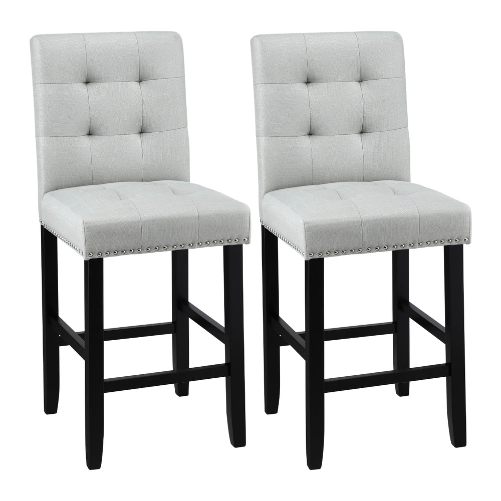 2x Bar Stools Kitchen Dining Chairs Counter Fabric Stool Wooden Ada Grey - Furniture > Bar Stools & Chairs > Table & Bar Stools - Rivercity House & Home Co. (ABN 18 642 972 209) - Affordable Modern Furniture Australia
