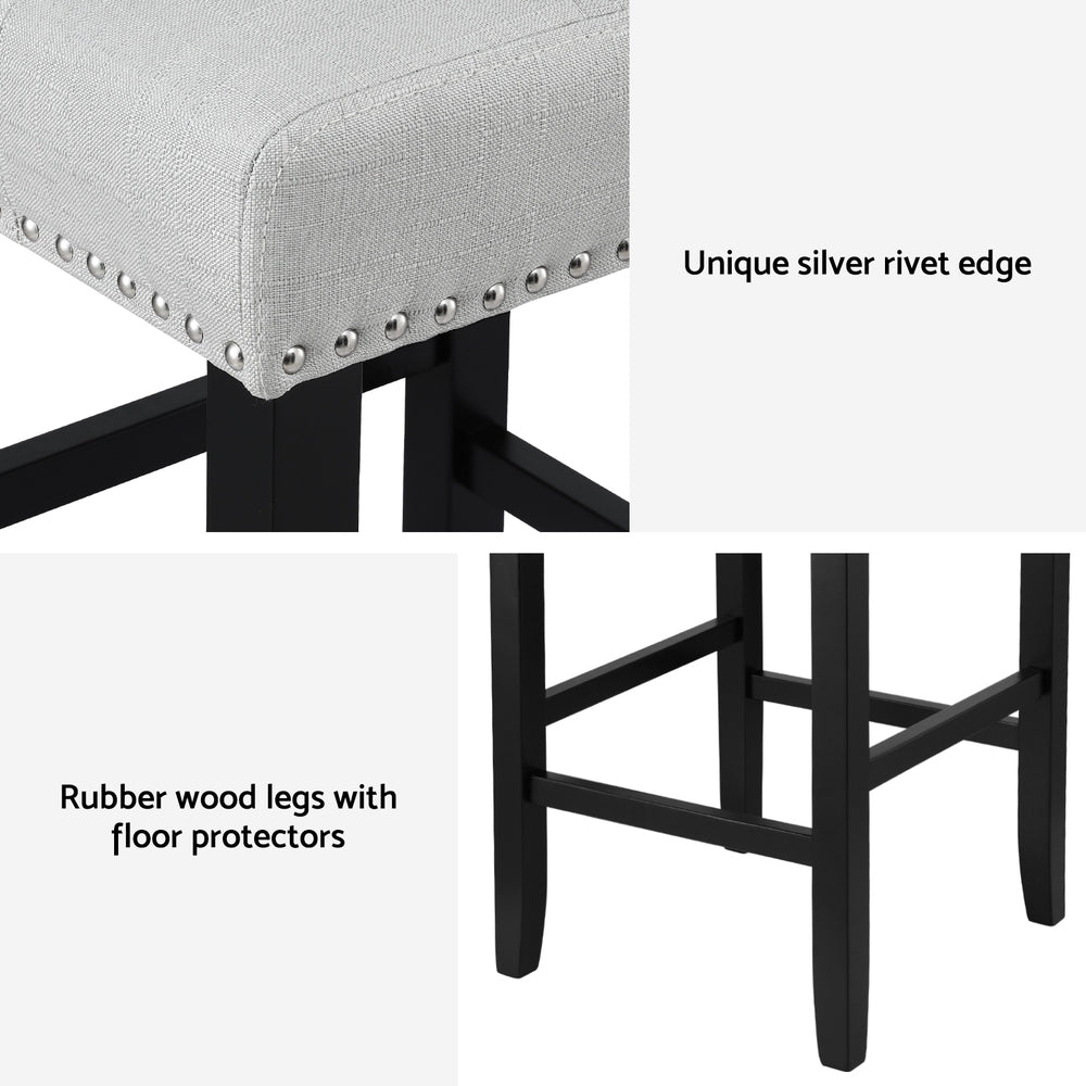 2x Bar Stools Kitchen Dining Chairs Counter Fabric Stool Wooden Ada Grey - Furniture > Bar Stools & Chairs > Table & Bar Stools - Rivercity House & Home Co. (ABN 18 642 972 209) - Affordable Modern Furniture Australia
