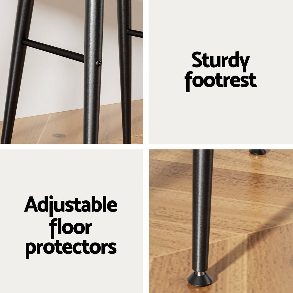 2x Bar Stools Kitchen Dining Chairs Counter Round PU Leather Lane Brown - Furniture > Bar Stools & Chairs > Table & Bar Stools - Rivercity House & Home Co. (ABN 18 642 972 209) - Affordable Modern Furniture Australia