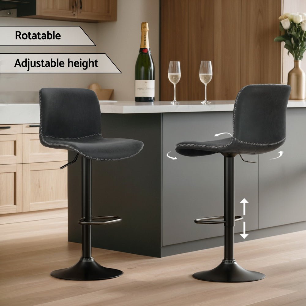 2x Bar Stools Kitchen Swivel Bar Stool Gas Lift Chairs Barstools Black - Furniture > Bar Stools & Chairs - Rivercity House & Home Co. (ABN 18 642 972 209) - Affordable Modern Furniture Australia