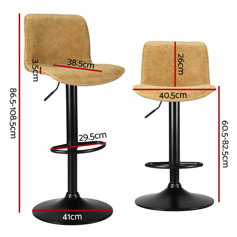 2x Bar Stools Kitchen Swivel Bar Stool Gas Lift Chairs Barstools Brown - Furniture > Bar Stools & Chairs - Rivercity House & Home Co. (ABN 18 642 972 209) - Affordable Modern Furniture Australia