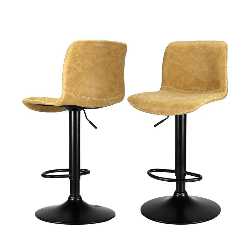 2x Bar Stools Kitchen Swivel Bar Stool Gas Lift Chairs Barstools Brown - Furniture > Bar Stools & Chairs - Rivercity House & Home Co. (ABN 18 642 972 209) - Affordable Modern Furniture Australia