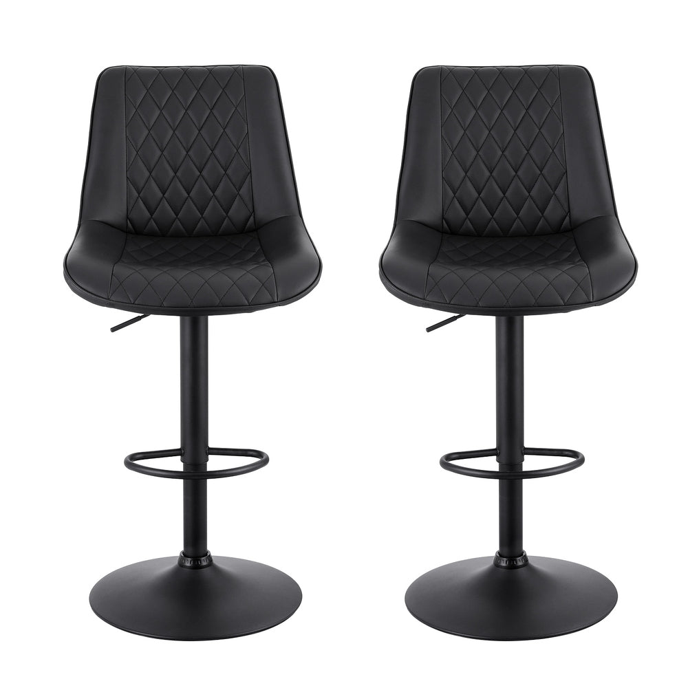 2x Bar Stools Kitchen Swivel Gas Lift Counter Chair Diamond Leather Black - Furniture > Bar Stools & Chairs > Table & Bar Stools - Rivercity House & Home Co. (ABN 18 642 972 209) - Affordable Modern Furniture Australia