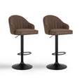 Set of 2 Kinsley Adjustable Leather Bar Stools – Brown