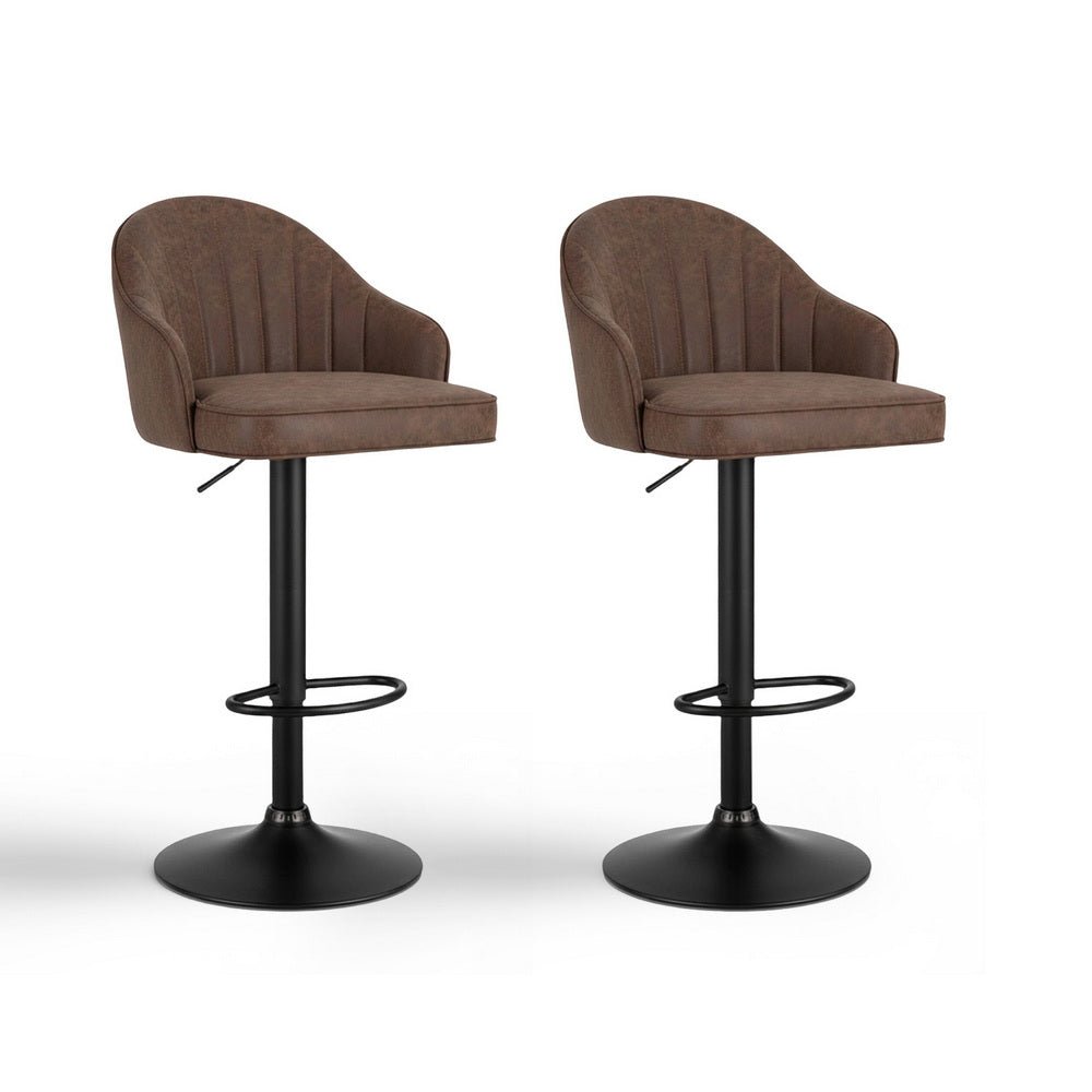 2x Bar Stools Kitchen Swivel Gas Lift Counter Chair Shell Leather Brown - Furniture > Bar Stools & Chairs > Table & Bar Stools - Rivercity House & Home Co. (ABN 18 642 972 209) - Affordable Modern Furniture Australia