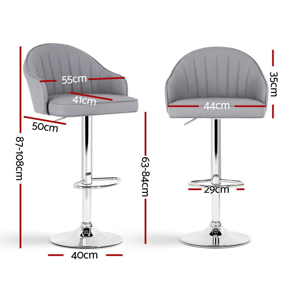 2x Bar Stools Kitchen Swivel Gas Lift Counter Chair Shell Leather Grey - Furniture > Bar Stools & Chairs > Table & Bar Stools - Rivercity House & Home Co. (ABN 18 642 972 209) - Affordable Modern Furniture Australia