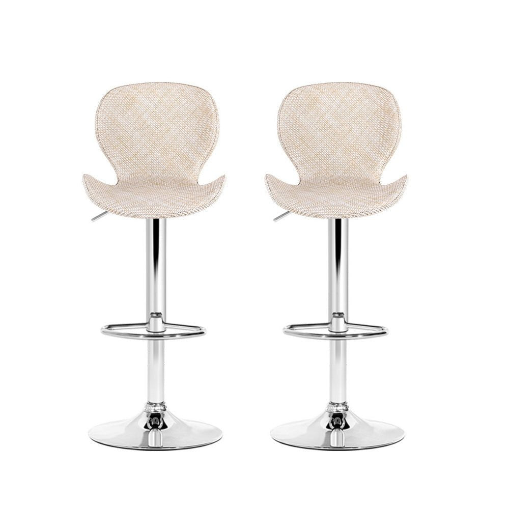 2x Bar Stools Kitchen Swivel Gas Lift Counter Chair Wing PE Rattan Beige - Furniture > Bar Stools & Chairs > Table & Bar Stools - Rivercity House & Home Co. (ABN 18 642 972 209) - Affordable Modern Furniture Australia