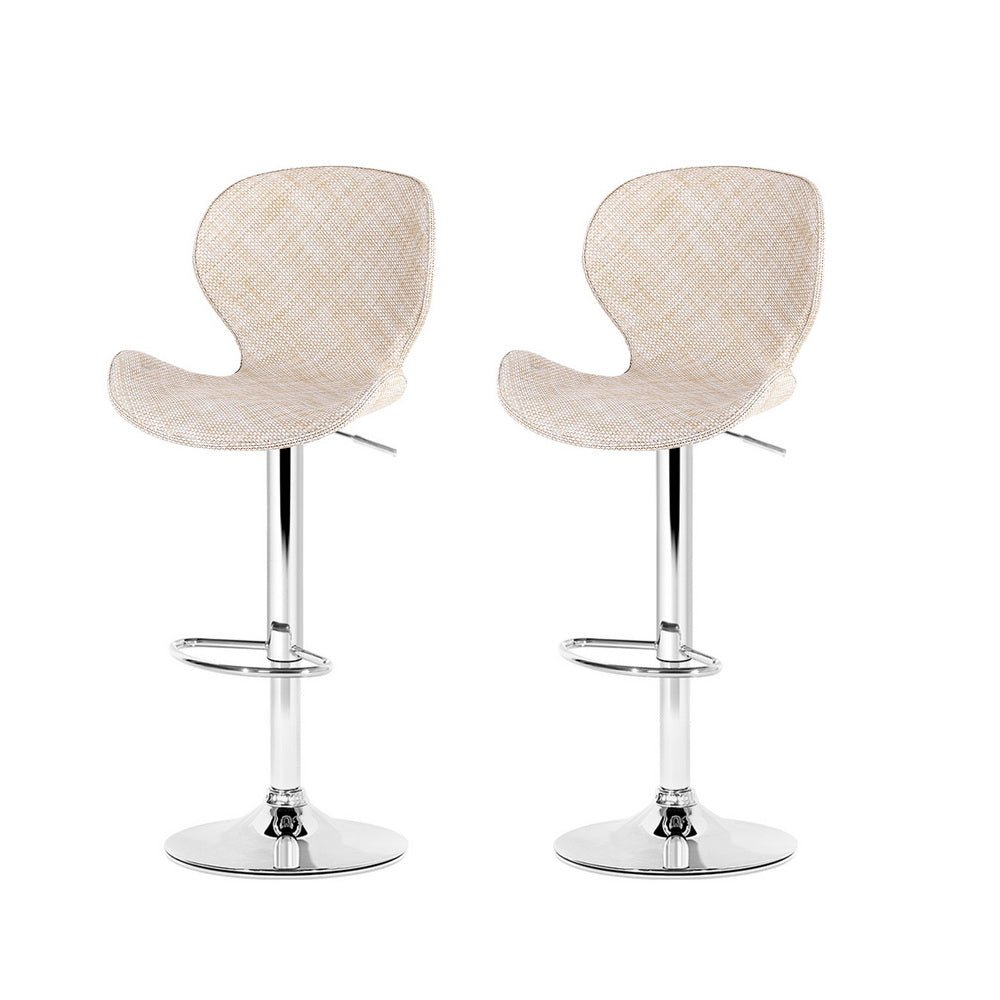 2x Bar Stools Kitchen Swivel Gas Lift Counter Chair Wing PE Rattan Beige - Furniture > Bar Stools & Chairs > Table & Bar Stools - Rivercity House & Home Co. (ABN 18 642 972 209) - Affordable Modern Furniture Australia