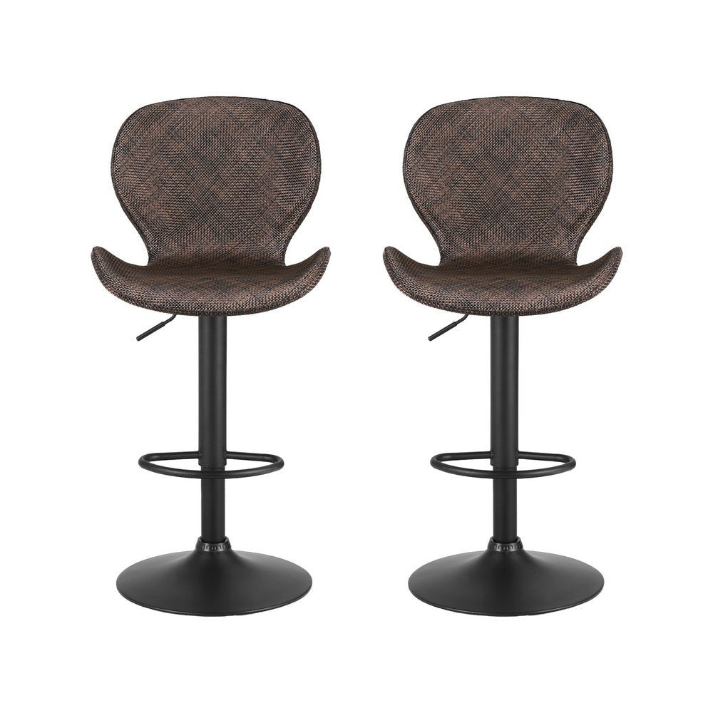 2x Bar Stools Kitchen Swivel Gas Lift Counter Chair Wing PE Rattan Brown - Furniture > Bar Stools & Chairs > Table & Bar Stools - Rivercity House & Home Co. (ABN 18 642 972 209) - Affordable Modern Furniture Australia