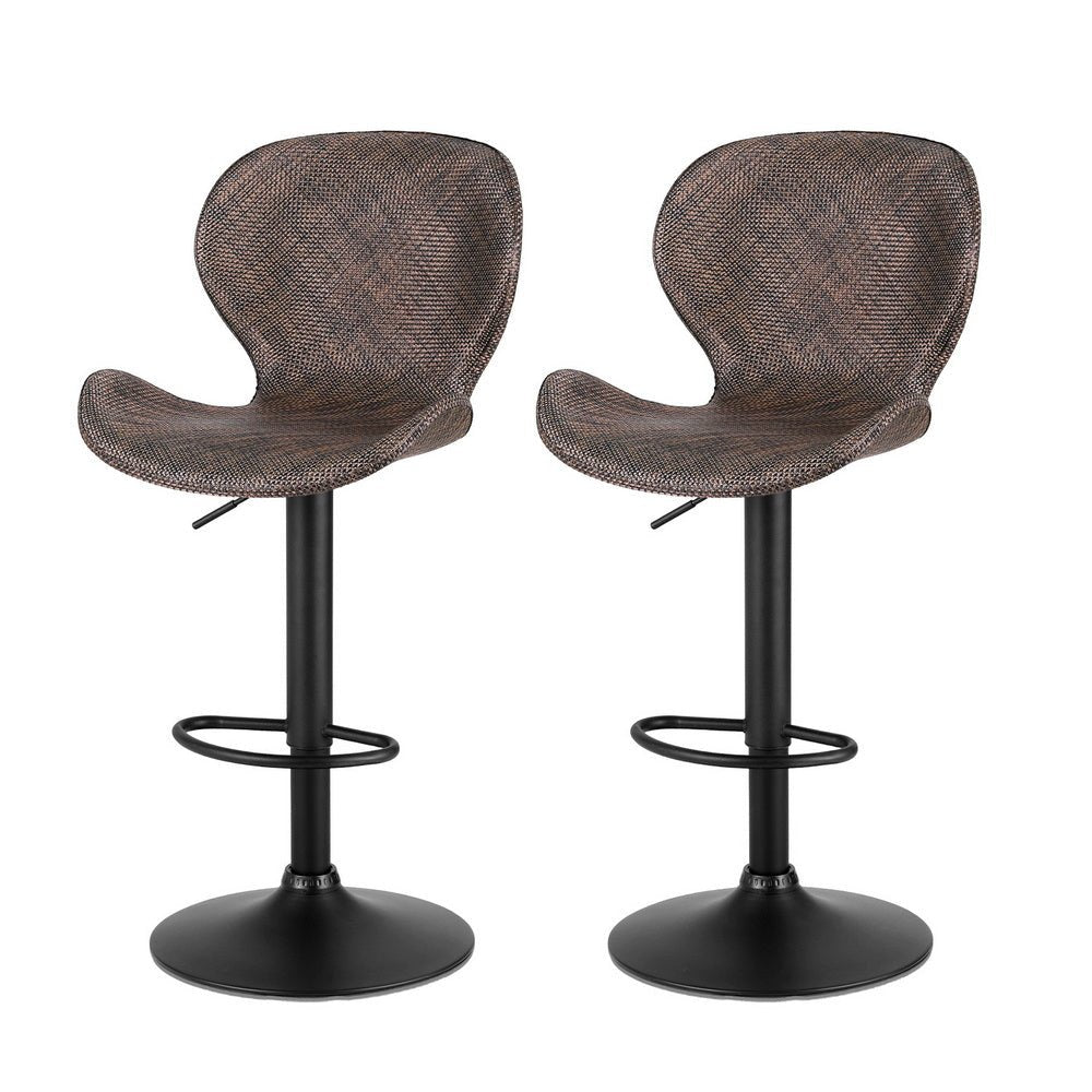 2x Bar Stools Kitchen Swivel Gas Lift Counter Chair Wing PE Rattan Brown - Furniture > Bar Stools & Chairs > Table & Bar Stools - Rivercity House & Home Co. (ABN 18 642 972 209) - Affordable Modern Furniture Australia