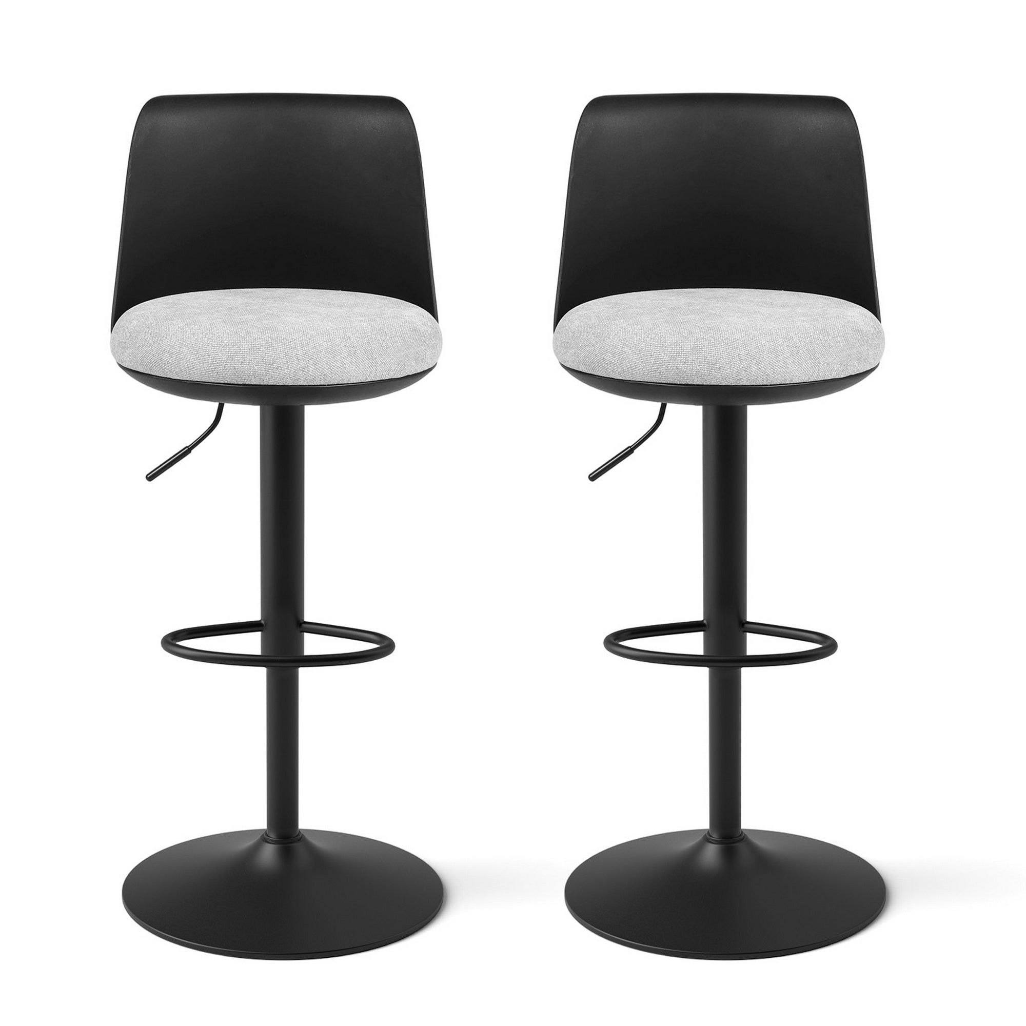 2x Bar Stools Kitchen Swivel Gas Lift Counter Dining Chair Curved Black - Furniture > Bar Stools & Chairs > Table & Bar Stools - Rivercity House & Home Co. (ABN 18 642 972 209) - Affordable Modern Furniture Australia