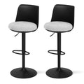 Set of 2 Swivel Gas Lift Bar Stools with Curved Backrest for Kitchen Counter Dining - Black