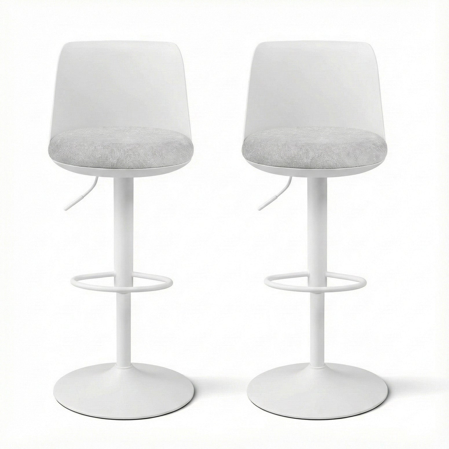 2x Bar Stools Kitchen Swivel Gas Lift Counter Dining Chair Curved White - Furniture > Bar Stools & Chairs > Table & Bar Stools - Rivercity House & Home Co. (ABN 18 642 972 209) - Affordable Modern Furniture Australia