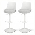 Set of 2 Adjustable Gas Lift Swivel Bar Stools with Curved Back - White