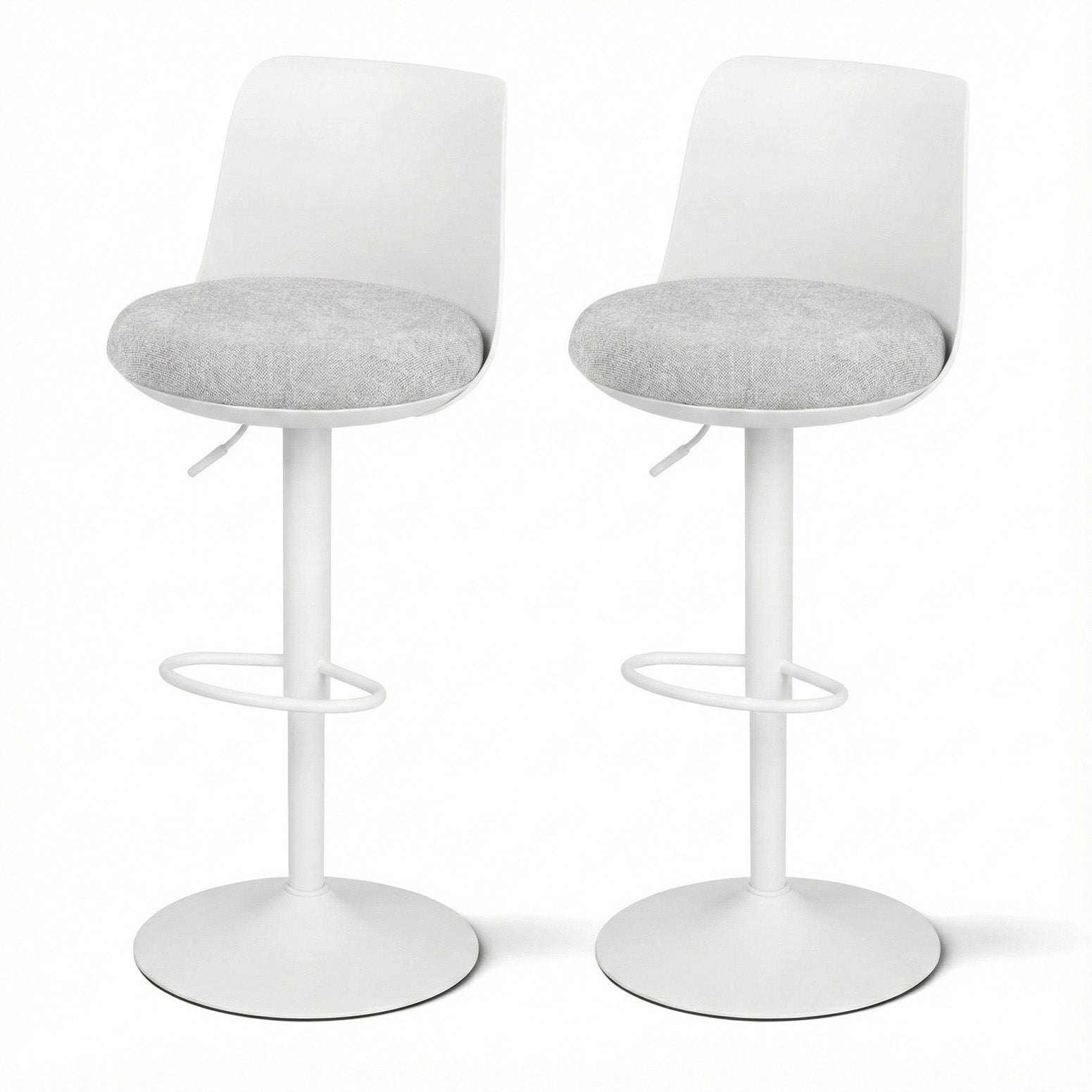 2x Bar Stools Kitchen Swivel Gas Lift Counter Dining Chair Curved White - Furniture > Bar Stools & Chairs > Table & Bar Stools - Rivercity House & Home Co. (ABN 18 642 972 209) - Affordable Modern Furniture Australia