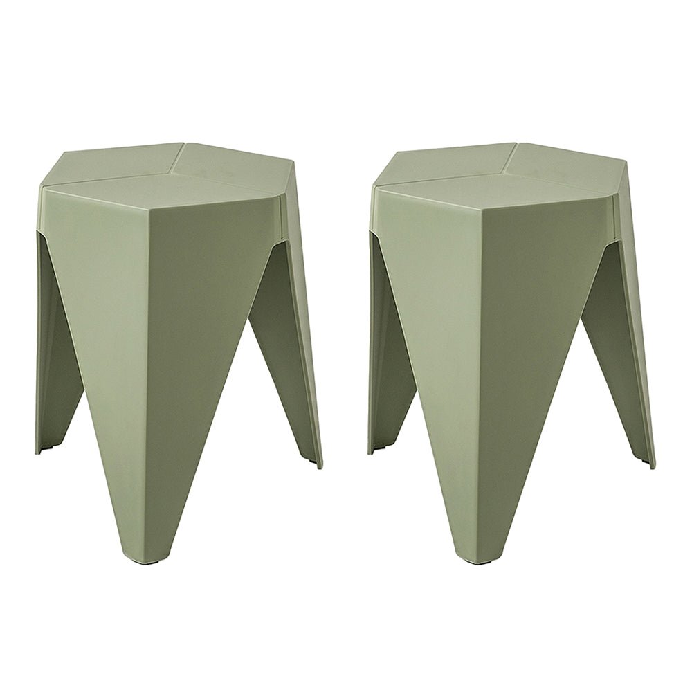 2x Bar Stools Puzzle Plastic Foot Stool Green - Furniture > Bar Stools & Chairs > Table & Bar Stools - Rivercity House & Home Co. (ABN 18 642 972 209) - Affordable Modern Furniture Australia