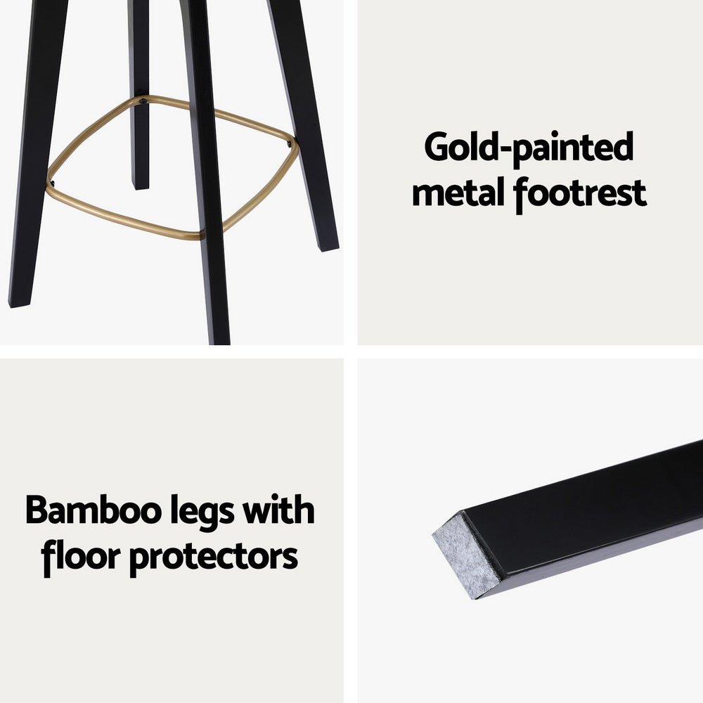 2x Bar Stools Rattan Counter Kitchen Dinning Chair Bamboo Saddle Black - Furniture > Bar Stools & Chairs > Table & Bar Stools - Rivercity House & Home Co. (ABN 18 642 972 209) - Affordable Modern Furniture Australia